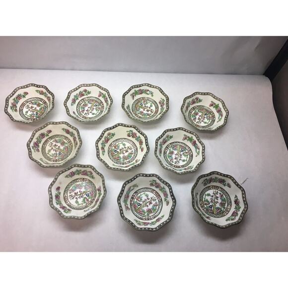 VINTAGE Coalport CHINA Indian SUMMER Pattern SET OF 10 Ice CREAM Fruit BOWLS